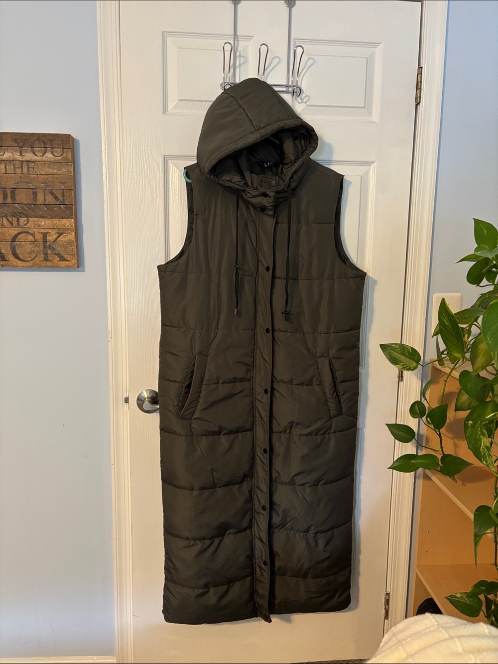 Long Brown Puffer Vest sz 12